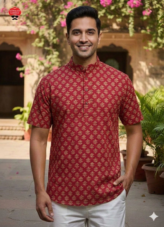 Short Length Cotton Printed Shirt Kurta