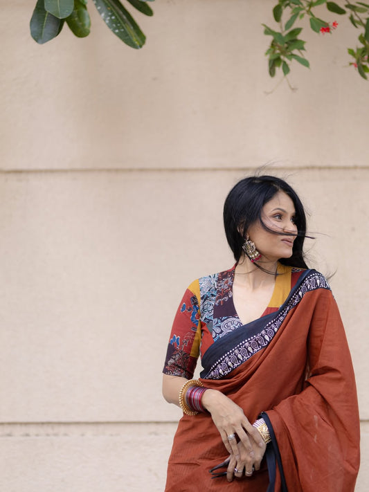 Premium Linen Cotton Half & Half Digital Print Saree