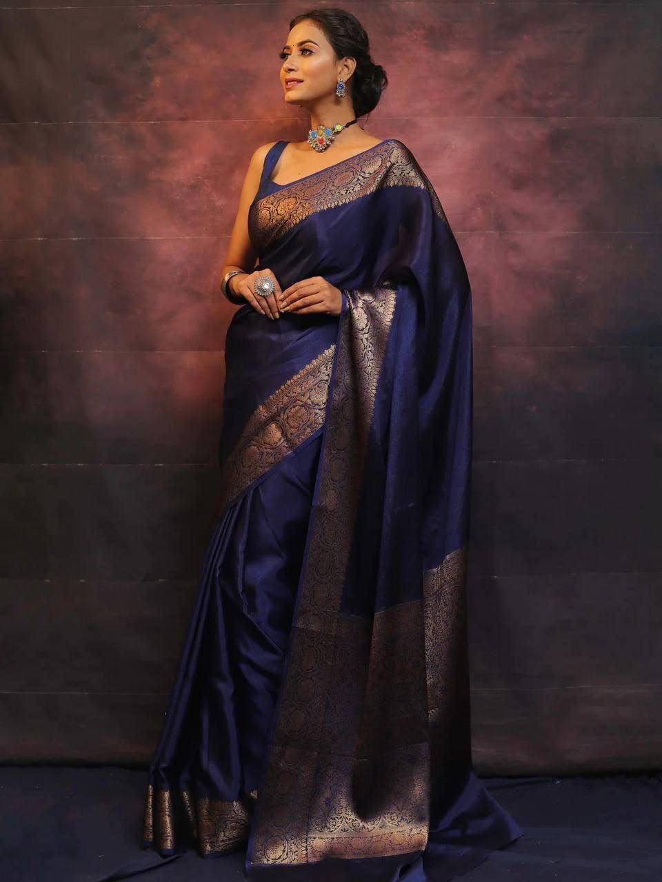 Elegant Soft Lichi Silk Saree with Rich Jacquard Work – Design 6009
