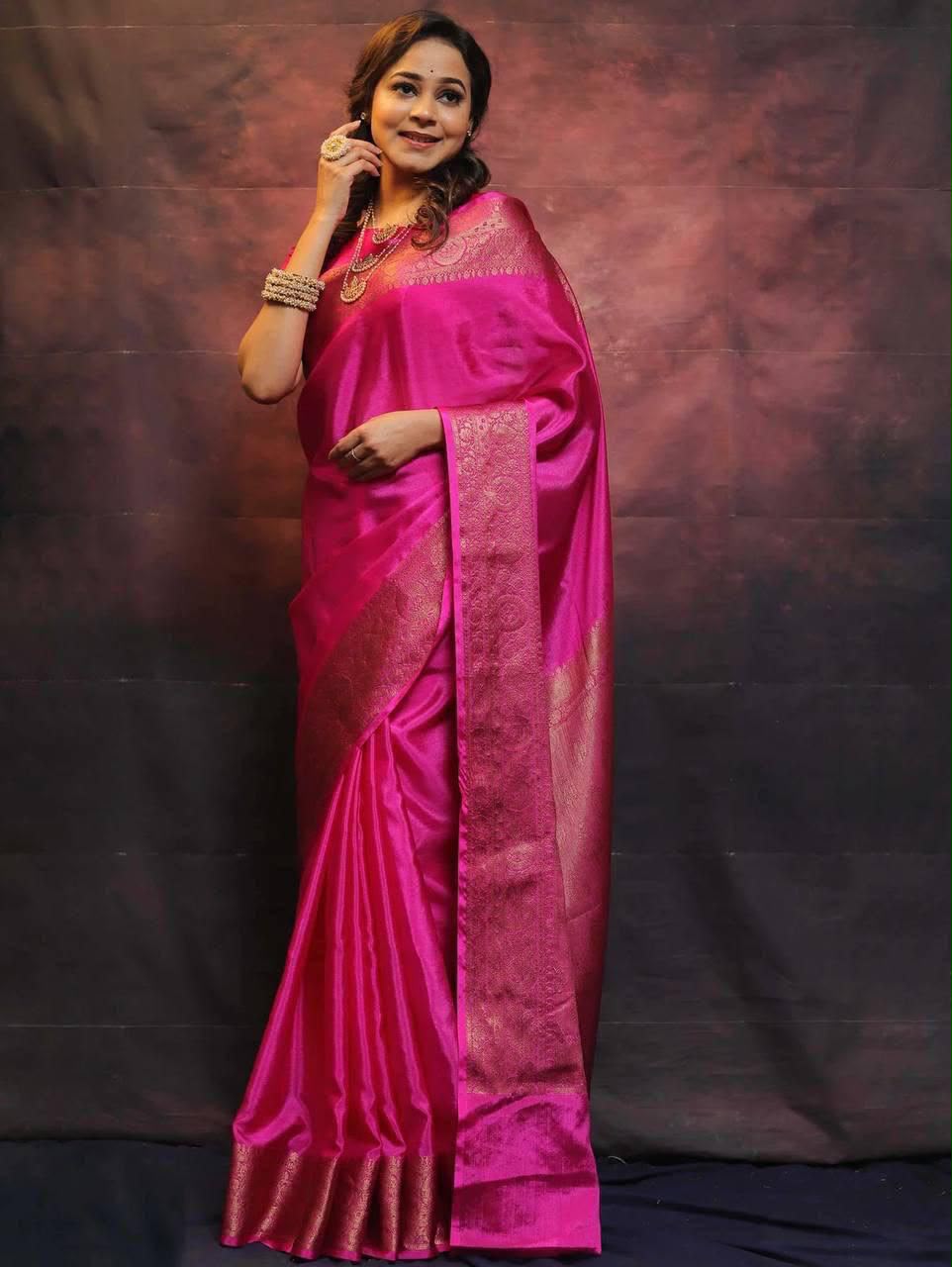 Elegant Soft Lichi Silk Saree with Rich Jacquard Work – Design 6009