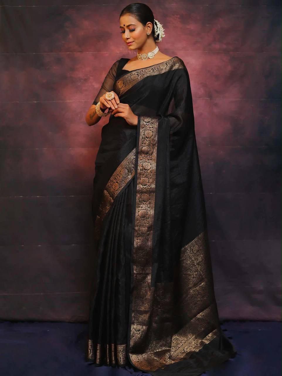 Elegant Soft Lichi Silk Saree with Rich Jacquard Work – Design 6009