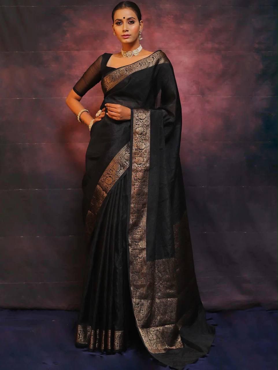 Elegant Soft Lichi Silk Saree with Rich Jacquard Work – Design 6009