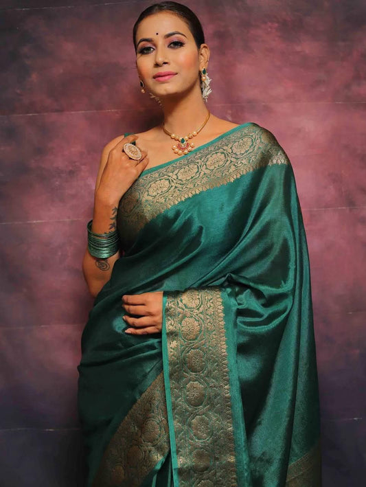 Elegant Soft Lichi Silk Saree with Rich Jacquard Work – Design 6009