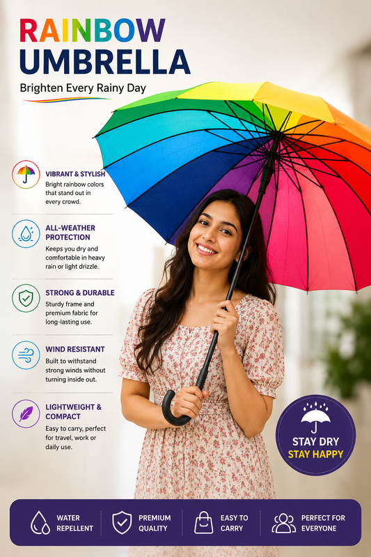 🌈 Rainbow Umbrella – Brighten Every Rainy Day