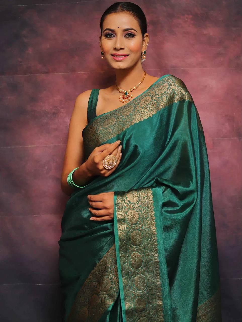 Elegant Soft Lichi Silk Saree with Rich Jacquard Work – Design 6009