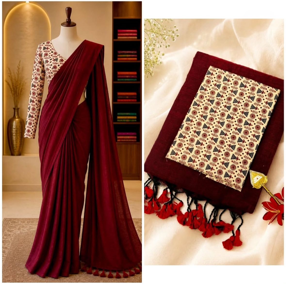 Most Instagram Viral Handloom Khadi Cotton Saree