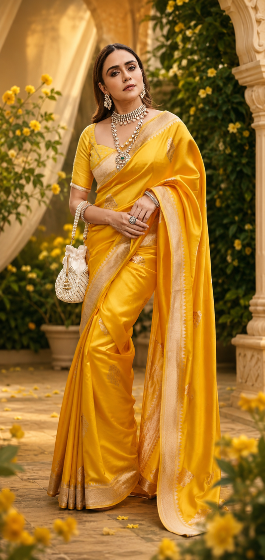 Elegant Soft Lichi Silk Saree with Rich Jacquard Weaving