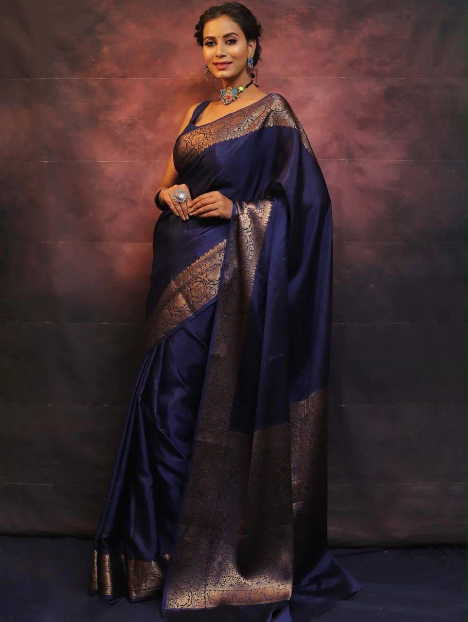 Elegant Soft Lichi Silk Saree with Rich Jacquard Work – Design 6009