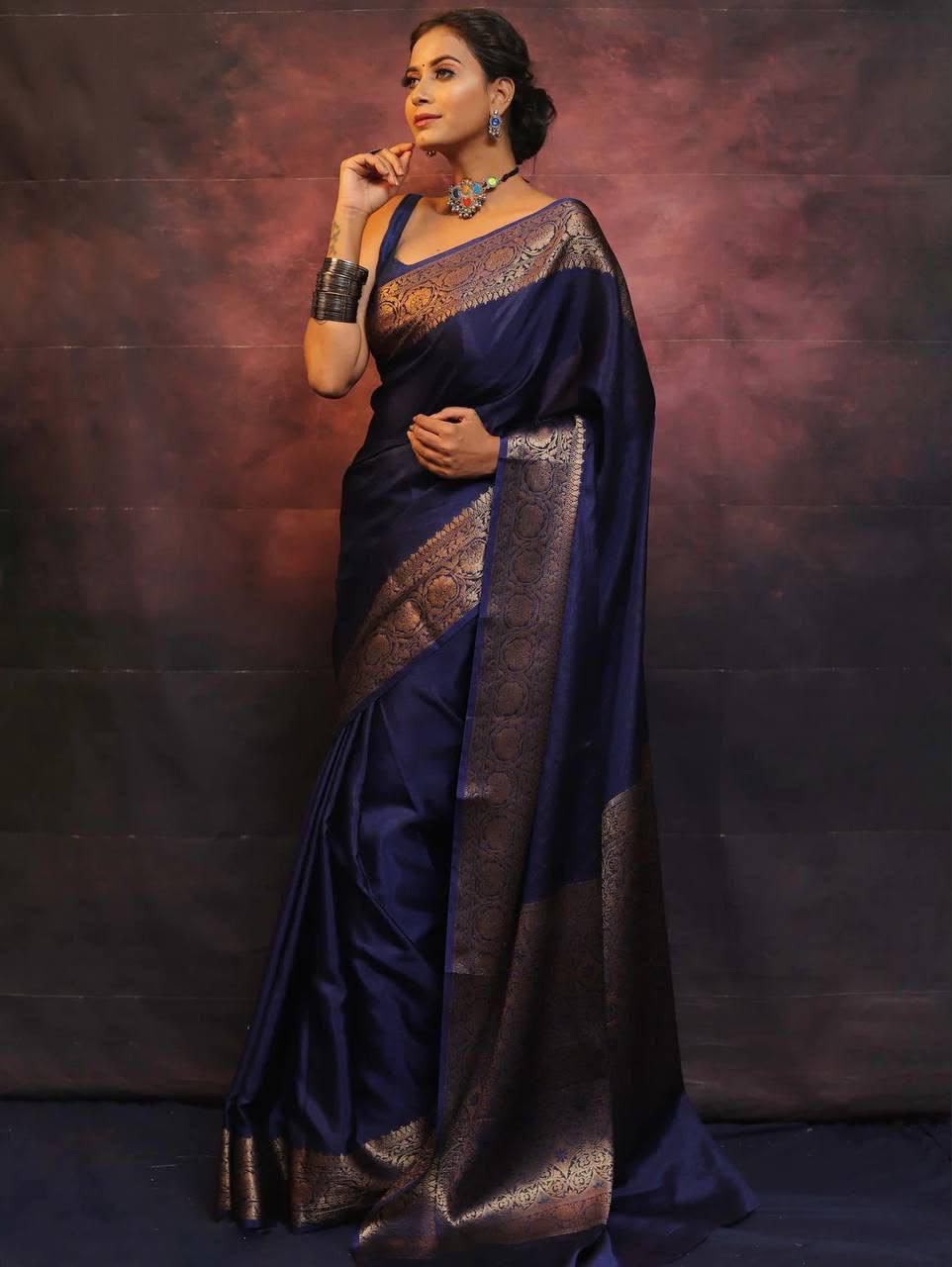 Elegant Soft Lichi Silk Saree with Rich Jacquard Work – Design 6009
