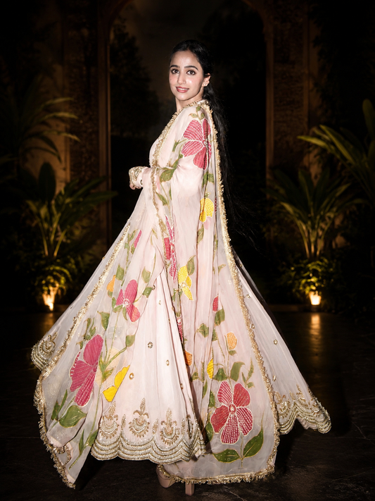 Party Gown, Pant & Dupatta Set