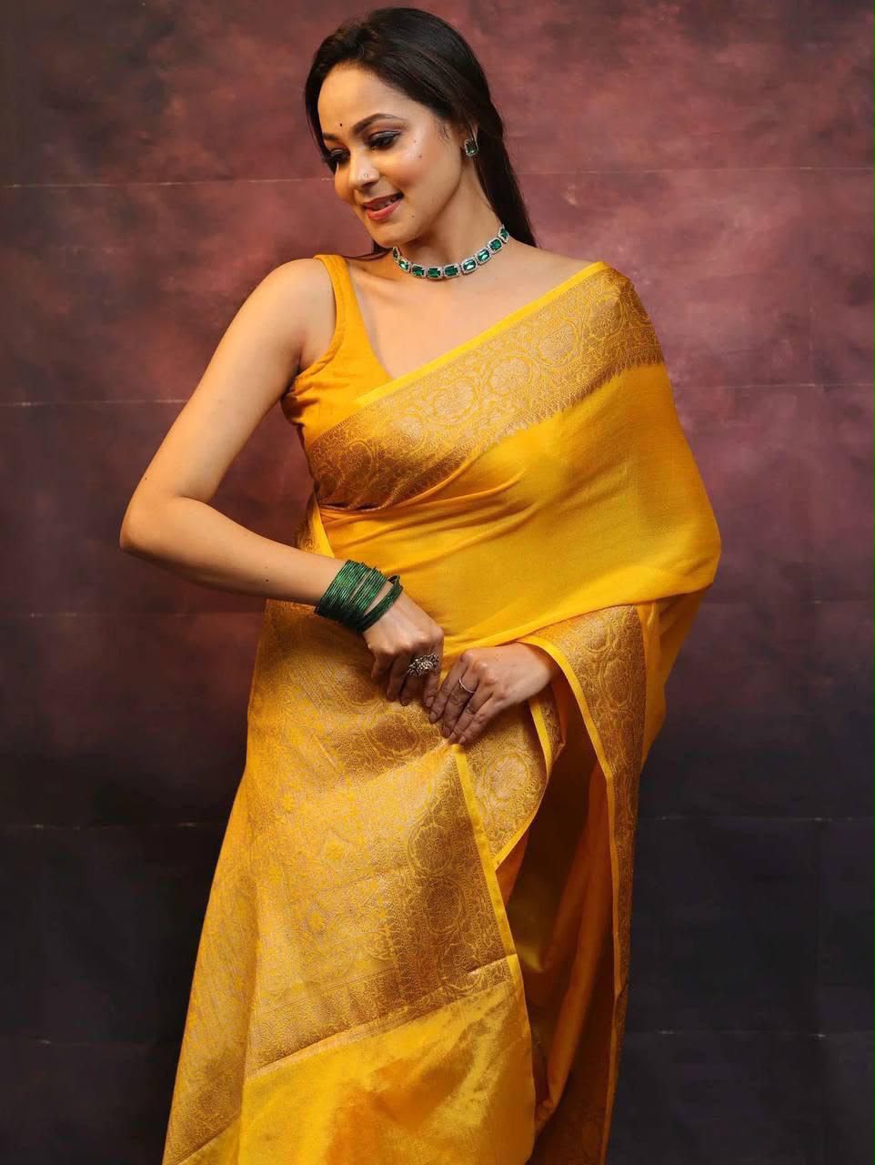 Elegant Soft Lichi Silk Saree with Rich Jacquard Work – Design 6009