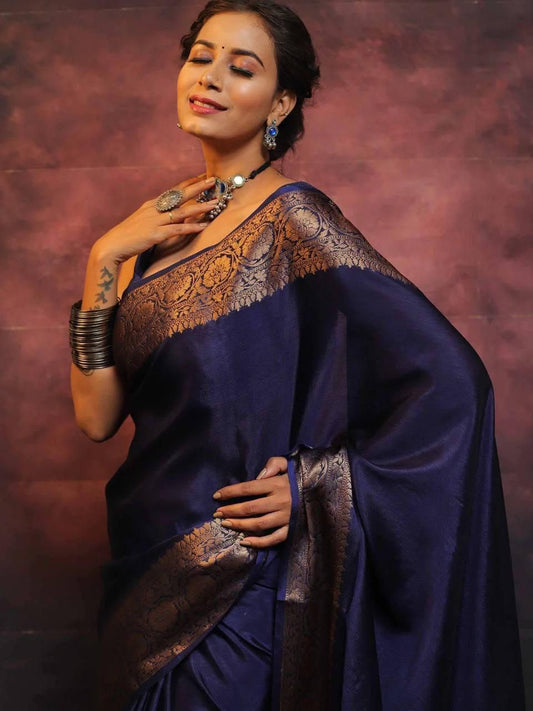 Elegant Soft Lichi Silk Saree with Rich Jacquard Work – Design 6009