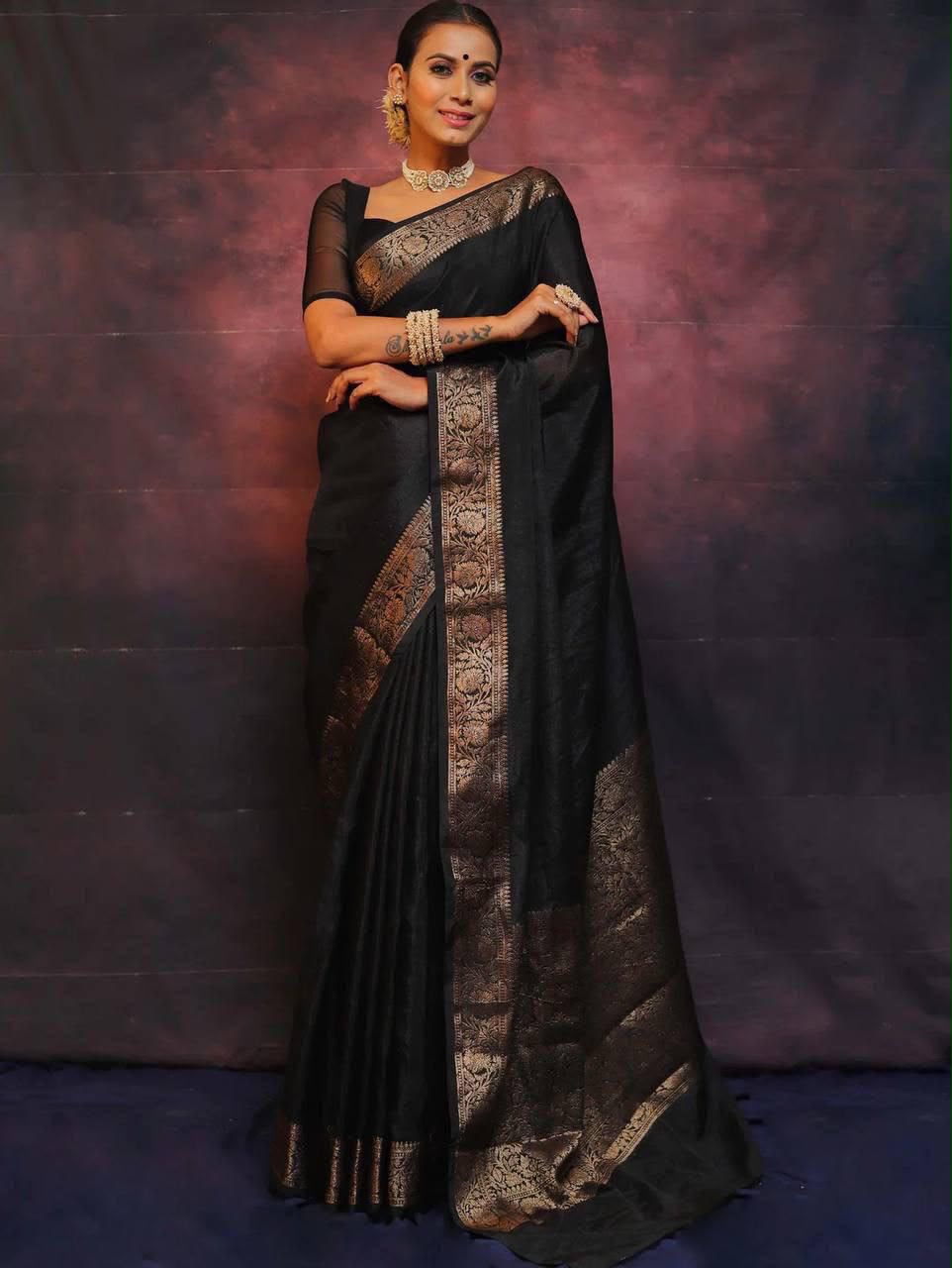 Elegant Soft Lichi Silk Saree with Rich Jacquard Work – Design 6009