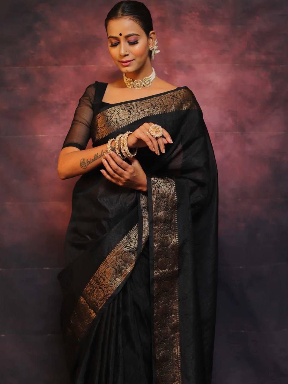 Elegant Soft Lichi Silk Saree with Rich Jacquard Work – Design 6009