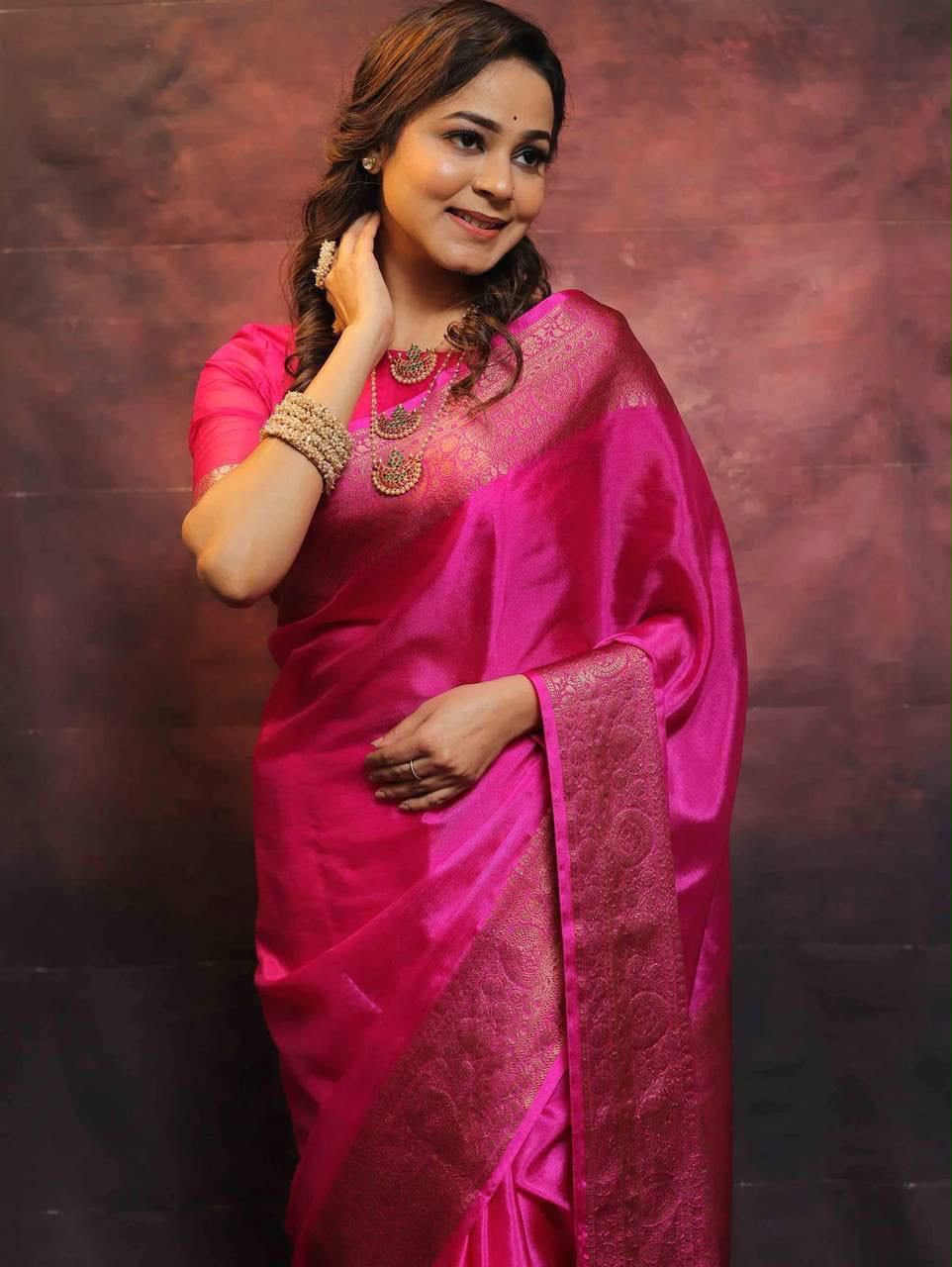 Elegant Soft Lichi Silk Saree with Rich Jacquard Work – Design 6009
