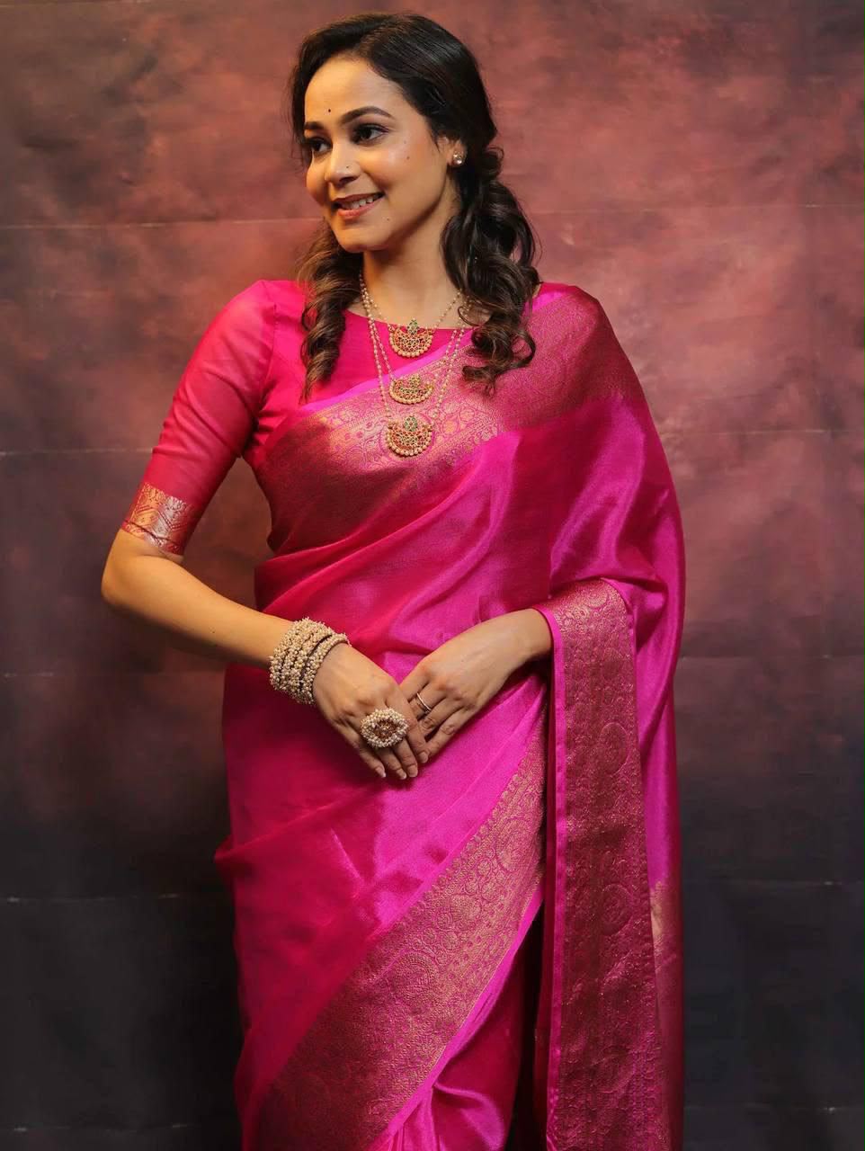 Elegant Soft Lichi Silk Saree with Rich Jacquard Work – Design 6009