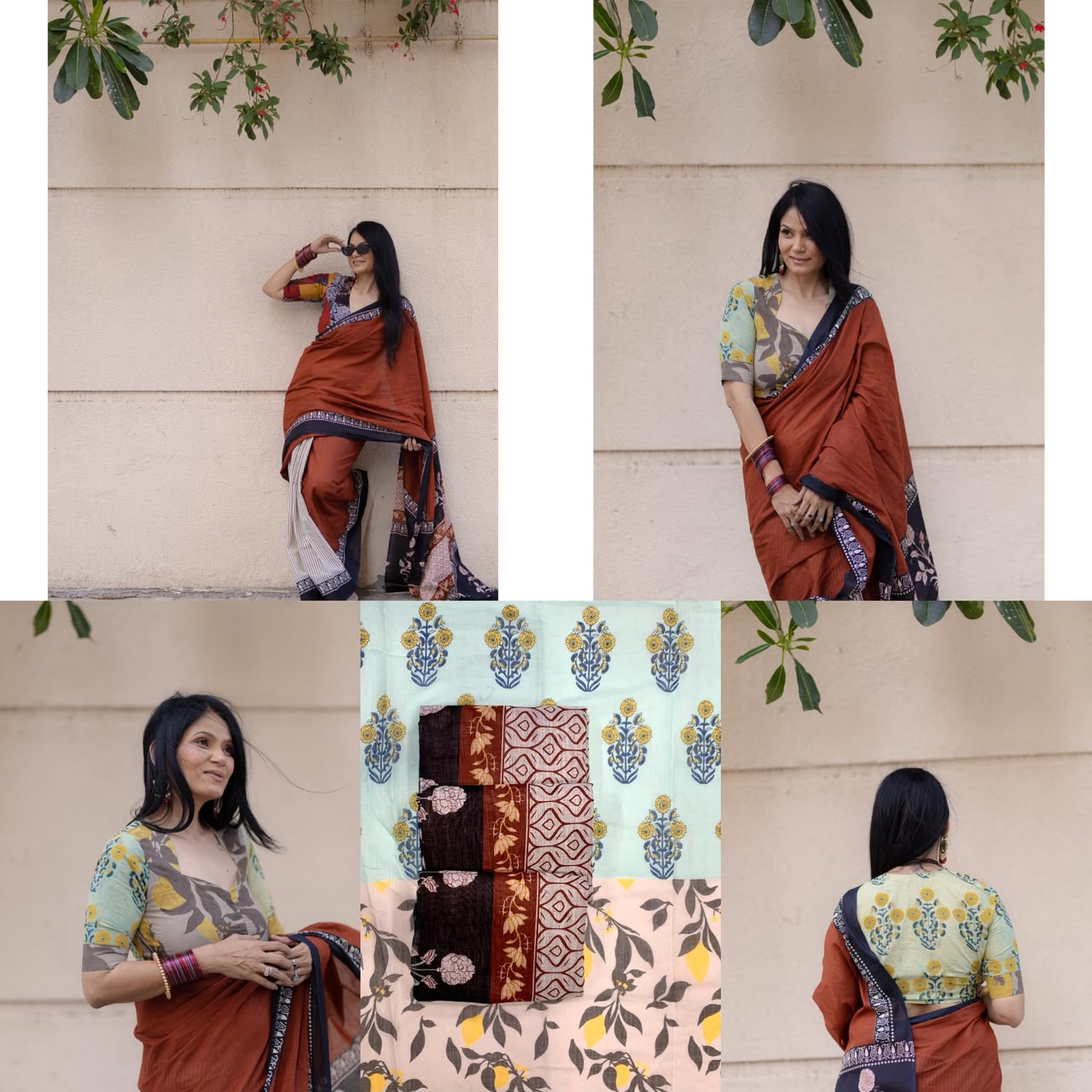 Premium Linen Cotton Half & Half Digital Print Saree