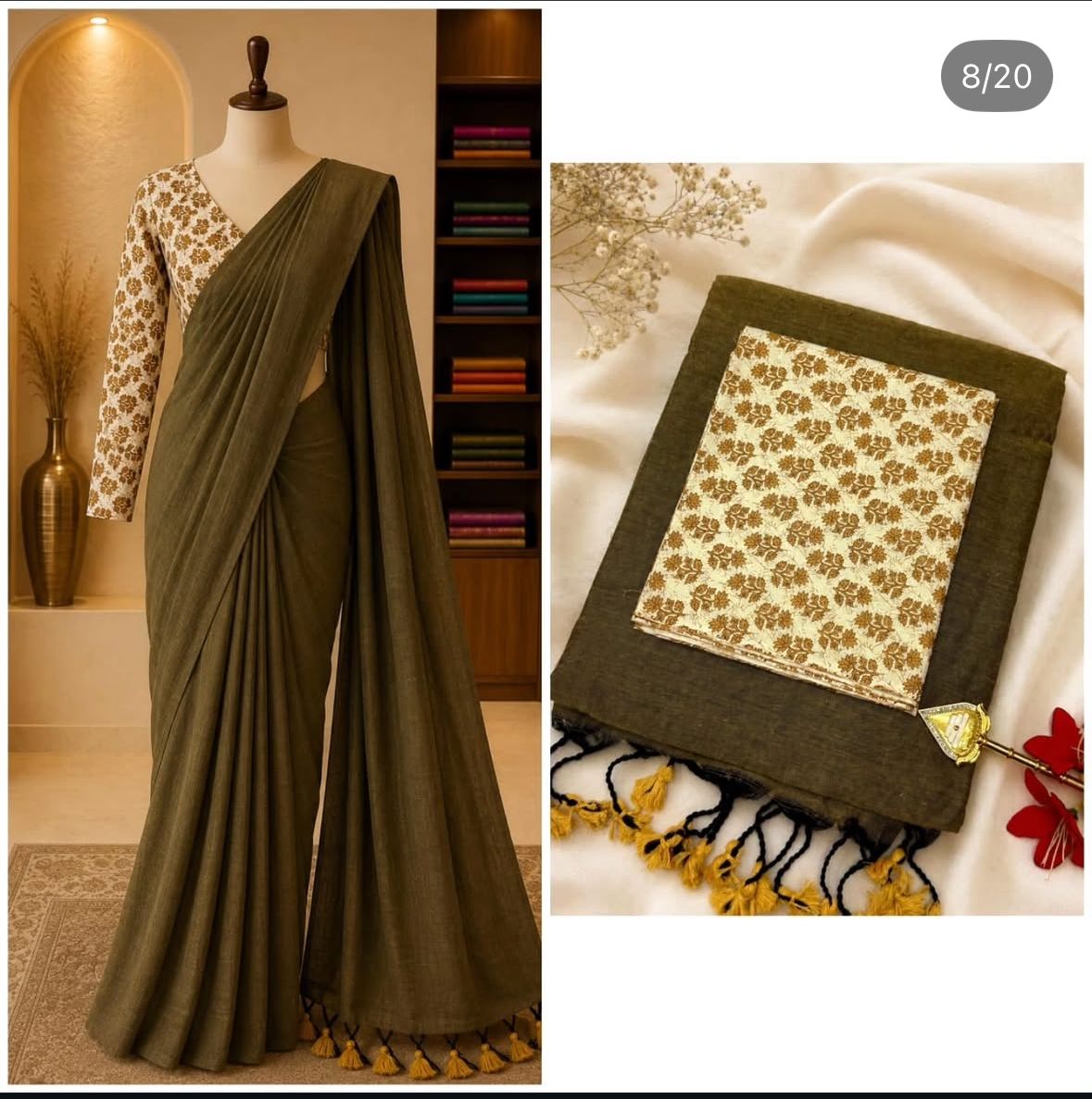 Most Instagram Viral Handloom Khadi Cotton Saree