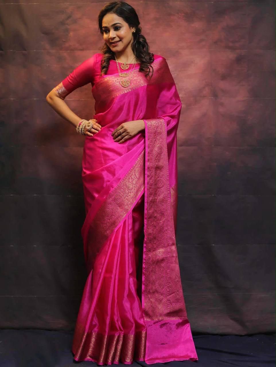 Elegant Soft Lichi Silk Saree with Rich Jacquard Work – Design 6009