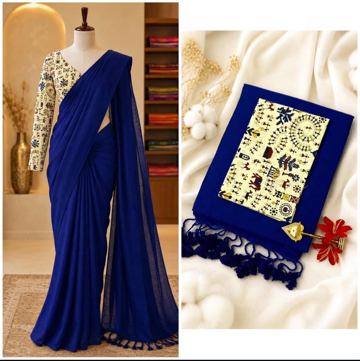 Most Instagram Viral Handloom Khadi Cotton Saree
