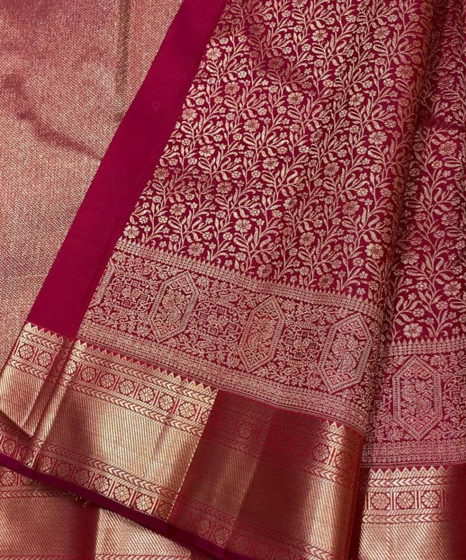 Premium Soft Lichi Silk Saree with Rich Jacquard Weaving & Designer Pallu | Wine Red & Royal Green | Factory Direct Offer ₹999