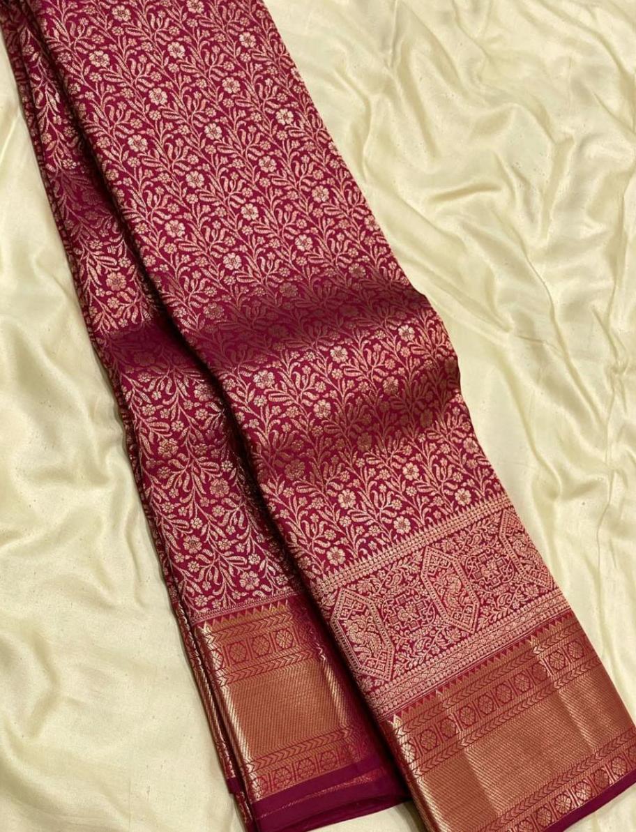 Premium Soft Lichi Silk Saree with Rich Jacquard Weaving & Designer Pallu | Wine Red & Royal Green | Factory Direct Offer ₹999