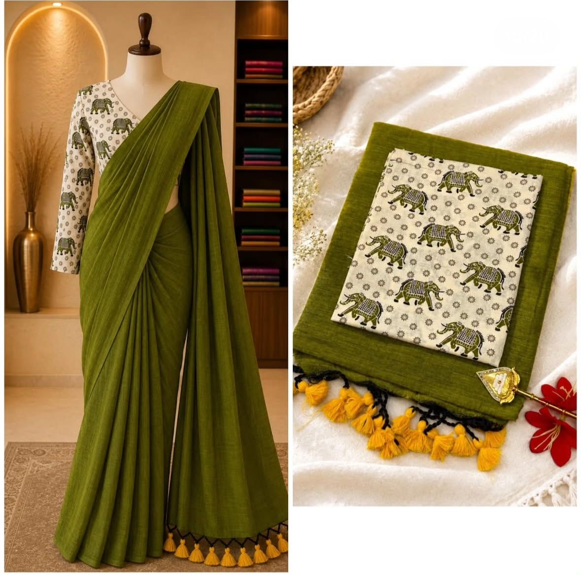 Most Instagram Viral Handloom Khadi Cotton Saree