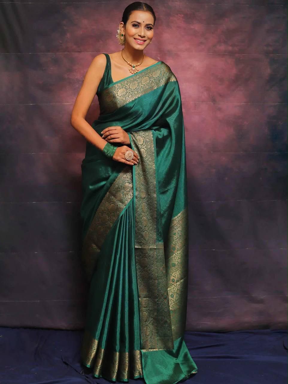 Elegant Soft Lichi Silk Saree with Rich Jacquard Work – Design 6009