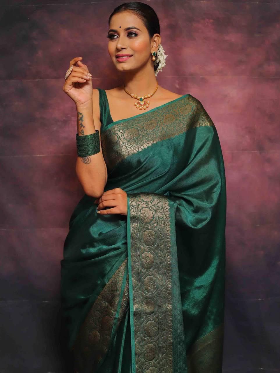 Elegant Soft Lichi Silk Saree with Rich Jacquard Work – Design 6009